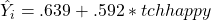 \hat{Y}_i = .639 + .592 \ast tchhappy