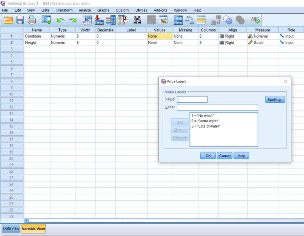 Screenshot of SPSS document