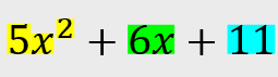 Color-coded example of a polynomial